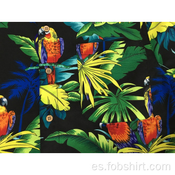 Camisa hawaiana 100% poliéster estampado